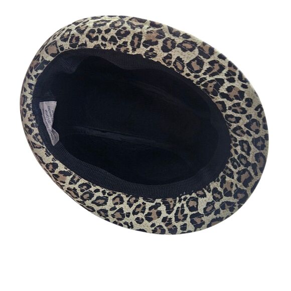 Nicole Marciano Leopard Print Fedora Hat 100% Cotton Women's One Size Fits Most - Picture 3 of 4